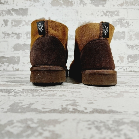 Celtic Tan Brown Leather Slip On Fur Lining Winter Ankle Boots K537 - Picture 6 of 11